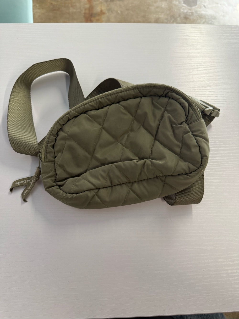 Quilted Olive Green Crossbody Belt Bag